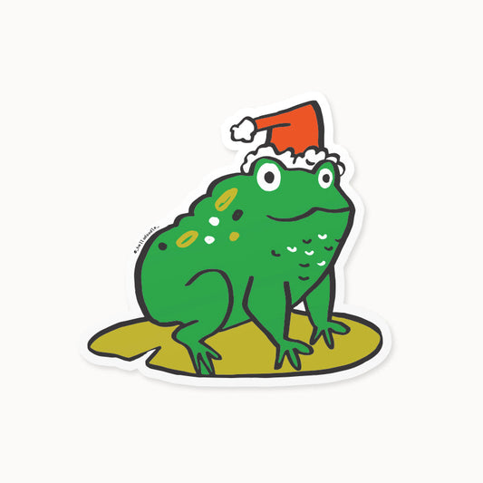Santa Frog Sticker - Wholesale