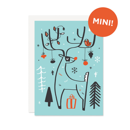 Mini Festive Deer Holiday Card